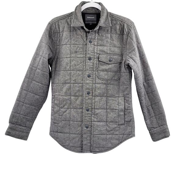 Bonobos Slim Fit Gray Quilted Shirt Jacket Shacket Long-sleeve Button-Up Men's S - Picture 1 of 8